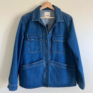 Sézane Size XL Willa Denim Jacket Fits 12/14 medium blue indigo denim Sezane